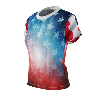 Women's Cut & Sew Amercian Flag T-shirt (AOP)