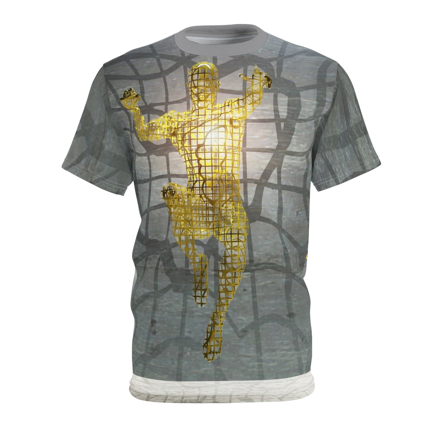 Unisex Cut & Sew Gold and Gray T-shirt (AOP)