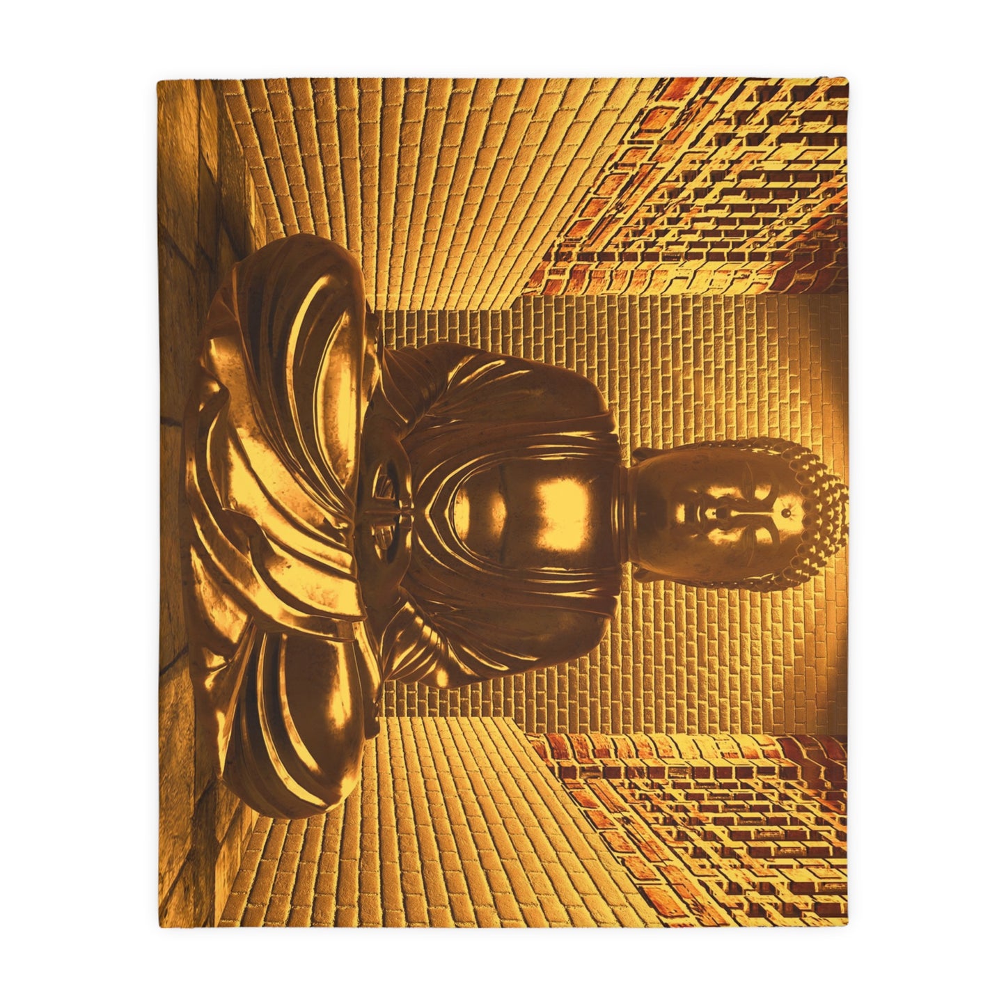 Velveteen Microfiber Gold Statue Polyester Blanket (Two-sided print)