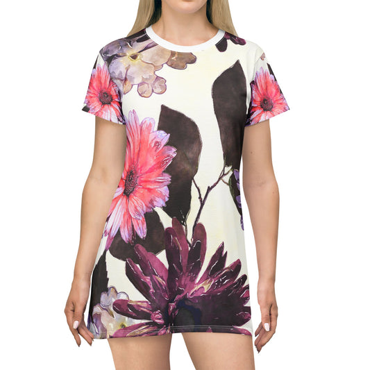 T-Shirt Dress Color Flower (AOP)