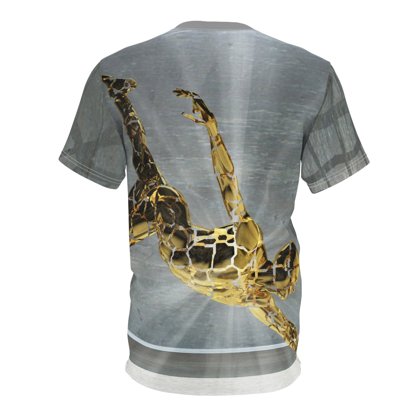 Unisex Cut & Sew Gold and Gray T-shirt (AOP)