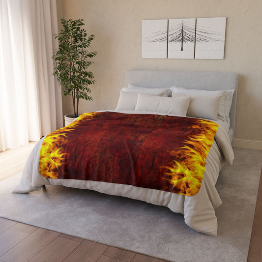 Fleece Sherpa Fire Brick Blanket