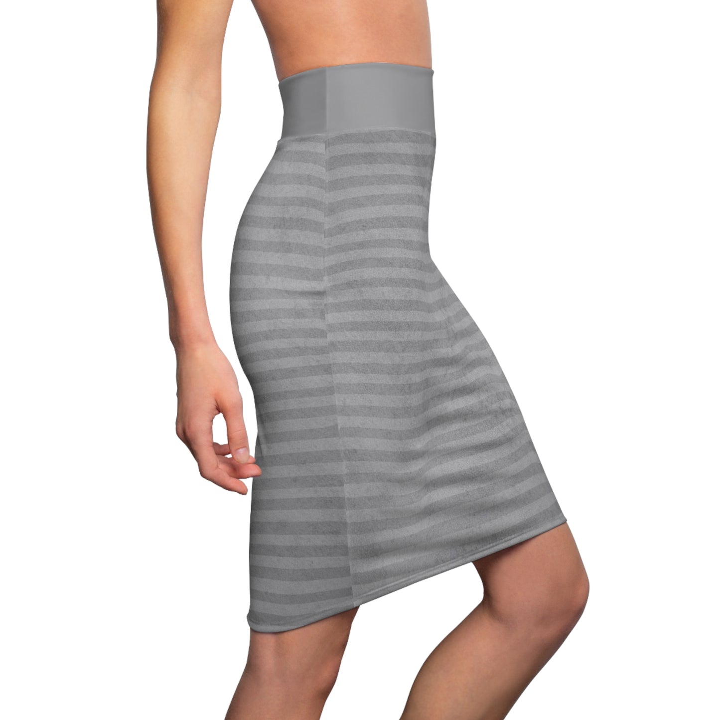 Women's Pencil Gray Striped Skirt (AOP)