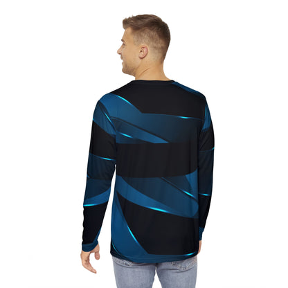 Men's Long Sleeve Blue Designer Shirt (AOP)