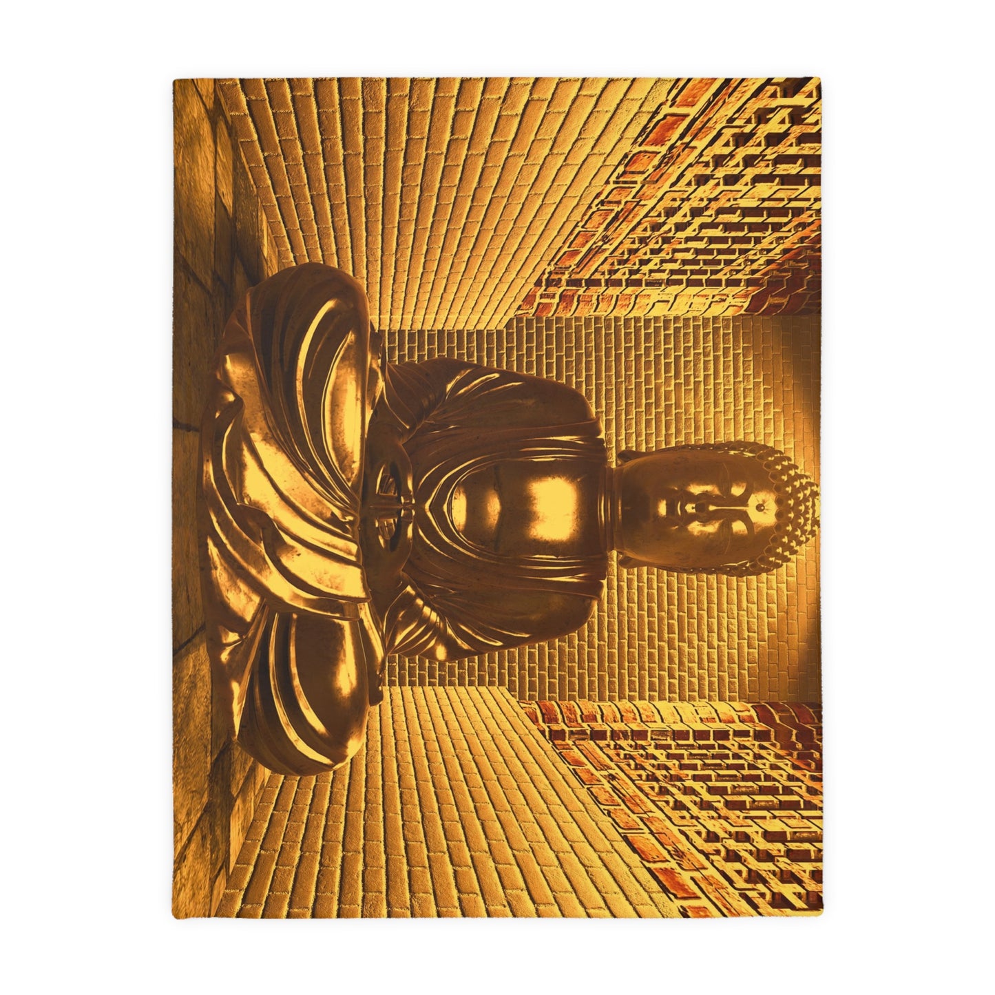 Velveteen Microfiber Gold Statue Polyester Blanket (Two-sided print)