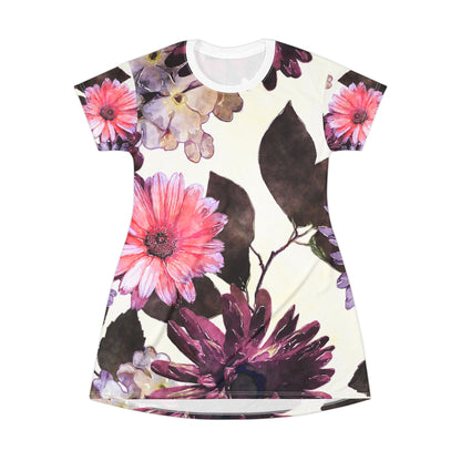 T-Shirt Dress Color Flower (AOP)